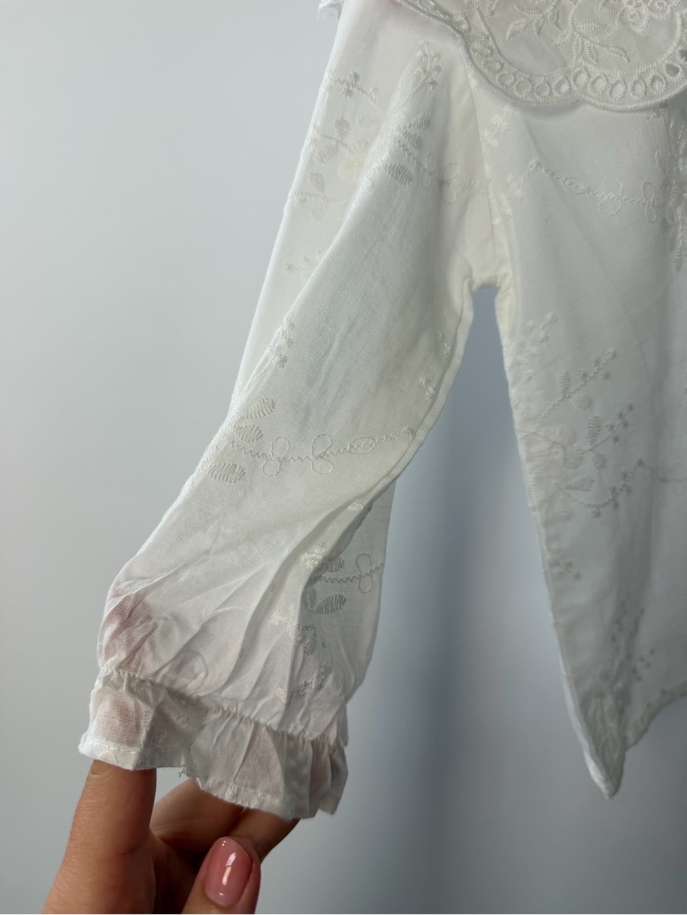 White Eyelet Collar Button-Front Top - Picture 3 of 6